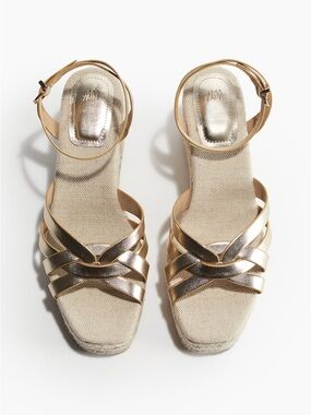 H&M Metallic  Strappy Espadrilles  size 7 wedge Sandals NWT